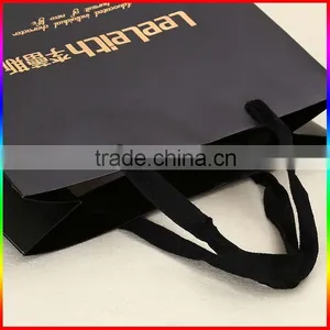High Quality Matt Black Paper Bag Package With Gold Foil Printing thumbnail-3
