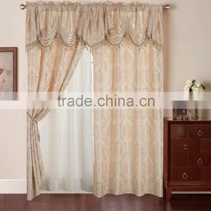 2 Layers Bedroom Curtain Fringe Jacquard Curtain In Luxury Valance With Back thumbnail-6