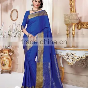 GREEN AND MAGENTA NET SILK SAREE thumbnail-5