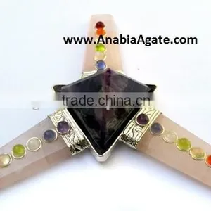 Rose Quartz Flat Stick Chakra Gemstone Energy Generator : Gemstone Amethyst Tetrahedron thumbnail-6