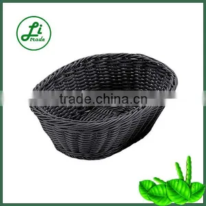 Plastic Oval Black Wicker Basket thumbnail-1