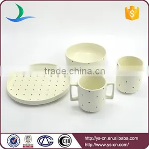 Kids Black Spot Beige Matt Color Stoneware China Dinnerware thumbnail-2