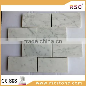 Carrara Marble Mosaic Tiles on Mesh thumbnail-1
