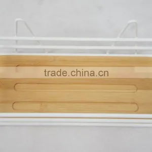 Metal & Bamboo Bathroom Caddy With Suction thumbnail-3