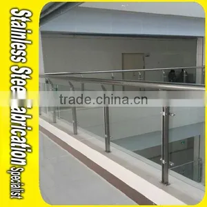 Brushed Stainless Steel Pipe and Glass Balcony Railing Designs thumbnail-6