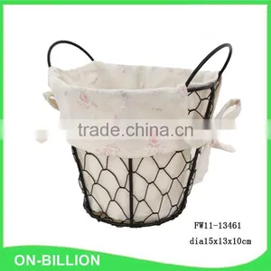 Small Wire Tabletop Basket With Liner for Sundries Storage thumbnail-1