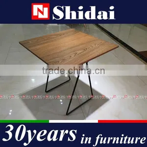 Rustic Coffee Table Natural Walnut Finished Wood Top Black Steel Metal Base TA-828L TA-828S thumbnail-5