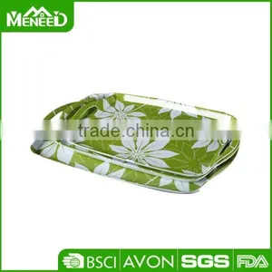 Promotion Snowflake & Tree Printed X'mas Banquet Serving Trays, Anti-slip Christams Party Melamine Plastic Food Tray With Handle thumbnail-4