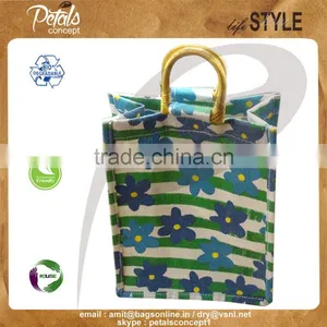 Canvas Printed Gift Bag With Wooden Cane Handle thumbnail-1