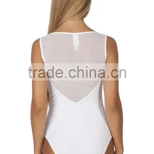 Fashion Women's Sleeveless Mesh Back Sweetheart Leotard Adult Sexy Transparent Bodysuit thumbnail-5