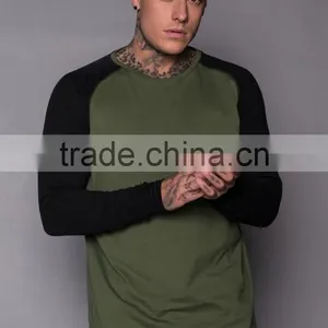 Latest Contrast Raglan Sleeve Crew Neck Cotton Men t Shirt thumbnail-1