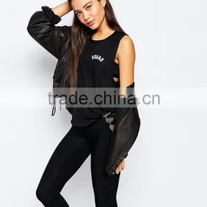 Ladies Sleeveless Crew Neck Private Party Fitness Tank Top thumbnail-2