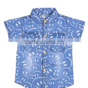 Toddler Clothing Wholesale Baby Shirts/ Short Ruffle Sleeve Infant Shirts Summer thumbnail-1