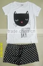 New 2015 Fashion Pajama, Women Summer Cute Cartoon Cat Print Short Pajama Set thumbnail-1