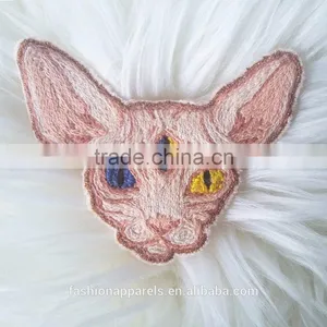 Custom Hand Made Hairless Cat Embroidered Patch for Clothes Embroidery Patch Made in China Choose Size/color thumbnail-1