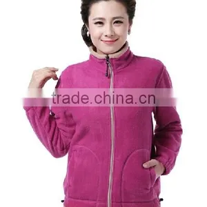 Fashion Ladies Long Sleeve Stand Collar 100% Polyester Polar Fleece Sweatshirt /Jacket /Sweater With Elastic Cuff & Bottom thumbnail-1