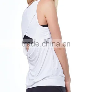 Gym Workout y Back White Stringer Tank Top Women thumbnail-2