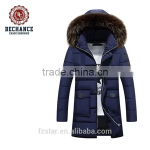 2016 Men's Winter Warm Long Thick Casual Detachable Fur Hood Padded Coat thumbnail-1