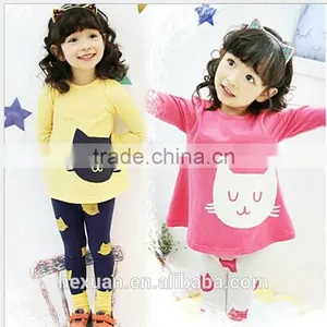 Children's Clothing Sets ,New Spring Autumn Kids Girl Clothes Set Cat T Shirt And Color Leggings Children Clothing Sets thumbnail-1