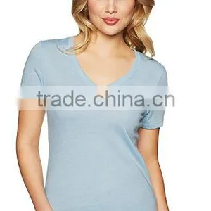 Next Level Apparel Ladies' Poly Cotton V-Neck Tee - Made From 65% Polyester and 35% Combed Cotton and Comes With Your Logo. thumbnail-2