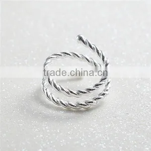 Copper Cable Twisted Open Rings Silver Plated Spiral thumbnail-1