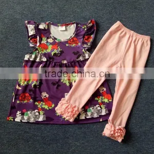 Summer Fall Girl Boutique Outfits Latest Party Wear Top With Capris for Girls Toddler Boutique Children Clothing Sets thumbnail-1