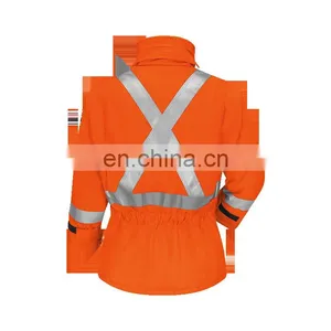 Red 100%cotton 3m Reflective Winter Safety Reflective Jacket for Electrician thumbnail-2