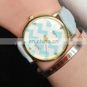 Fashion Women Casual Watches Ladies Wave Printing Wrist Watch Multicolor Leather Quartz Watch thumbnail-6