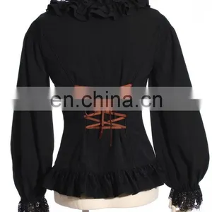 Steampunk Women's Standing Collar Longsleeve Blouse RQBL thumbnail-3