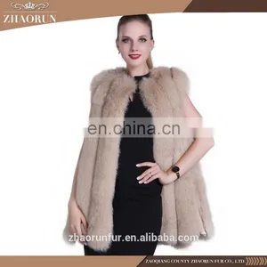 Brown Color Ture Fox Fur Jacket Dyed Fox Fur Vest and Fur Gilet for Lady thumbnail-1