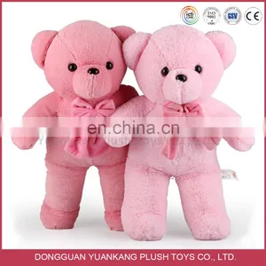 Cuddly Pink Stuffed Bear Soft Plush Teddy Toy With Knitted Bowtie thumbnail-1