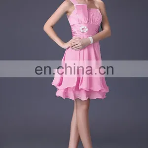 Grace Karin Chiffon One Shoulder Knee Length Bridesmaid Dresses CL4095 thumbnail-3