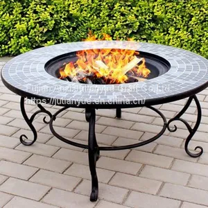 Outdoor Metal Brazier Square Table Firepit Garden Patio Heater/BBQ/Ice Pit With Waterproof Cover (Fire Pit & Grill) thumbnail-4