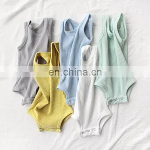 Unisex Infant Baby Romper Thin Ribbed Newborn Baby Bodysuit thumbnail-2
