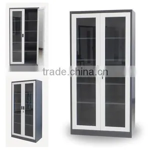 (DL-GC2) White Simple Glass Bookcase Cabinet for Sale With Adjustable Inner Shleves/Glass Display Cabinet thumbnail-1