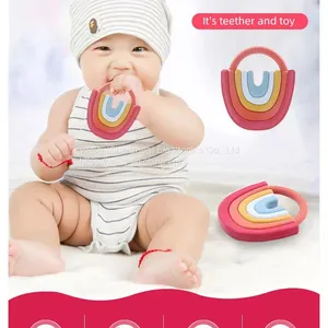 Silicone Baby Teething Toys Rainbow Teether thumbnail-2