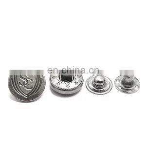 Garment Accessories Custom Embossed Logo Round 10mm 12mm 15mm 17mm 20mm Brass Press Snap Buttons For Clothes thumbnail-2