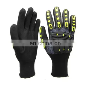 Finger Protector 13G HPPE Glassfiber Liner Cut Resistant Level 5 Impact Working Nitrile Coated Safety Gloves thumbnail-1