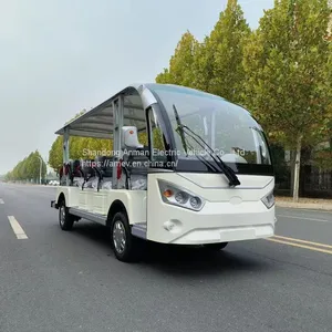 Five Row 14 Seat Electric Sightseeing Bus Airport Shuttle Bus thumbnail-1