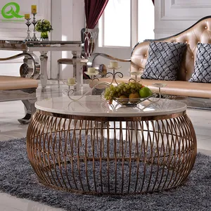 High Quality Coffee Table Modern Stainless Steel Frame Marble Coffee Table thumbnail-2