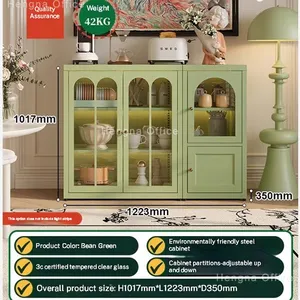 Slim 350mm Depth Metal Entryway Sideboard, Scratch-Resistant Steel Hallway Cabinet With Elegant Gold Handles thumbnail-3