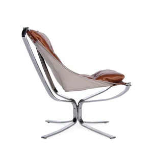 Seagull Chair Low Back Version Vatne Design Leather Swivel Chair With Polished Chrome Frame thumbnail-3