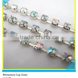 Single Row Gold Plated Gold Diamond Rhinestone Cup Chain For Dress thumbnail-4