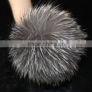 Real Silver Fox Fur Pompom For Hat Bag Decoration Women Fashion Trendy Accessories thumbnail-1