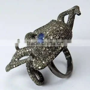 Just Perfect !! Octopus Design Blue Sapphire & Diamond 925 Sterling Silver Ring, Fine Silver Jewelry, Silver Jewelry thumbnail-5