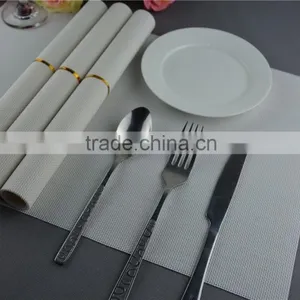 Wholesale Price 75g PVC Woven Mesh Placemat White Pure Color 1*2 Series 45*30cm thumbnail-5