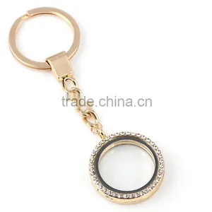 Charming Elegant Silver Plated Lanyard Floating Charm Locket Stylish Round Alloy Blank Photo Keychain thumbnail-4