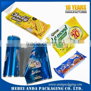 Heat Sealing Plastic Snack Food Packaging/ Biscuit Packaging Plastic Film Roll thumbnail-1