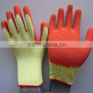 Orange Latex Coated Yellow Cotton Glove thumbnail-2