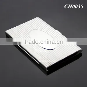 New Arrival High-Grade Name ID Card Box Organizer Lines Emboss Oval Metal Business Card Case Stainless Steel Card Holder thumbnail-6
